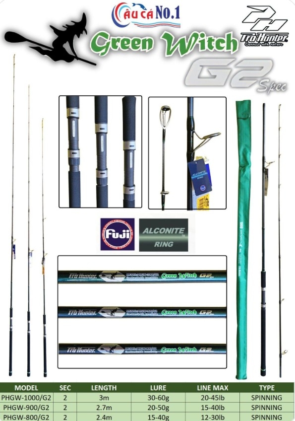 CAÑA PROHUNTER GREEN WITCH G2 PHGW-900 20-50GR NG ROD 2 PZS.