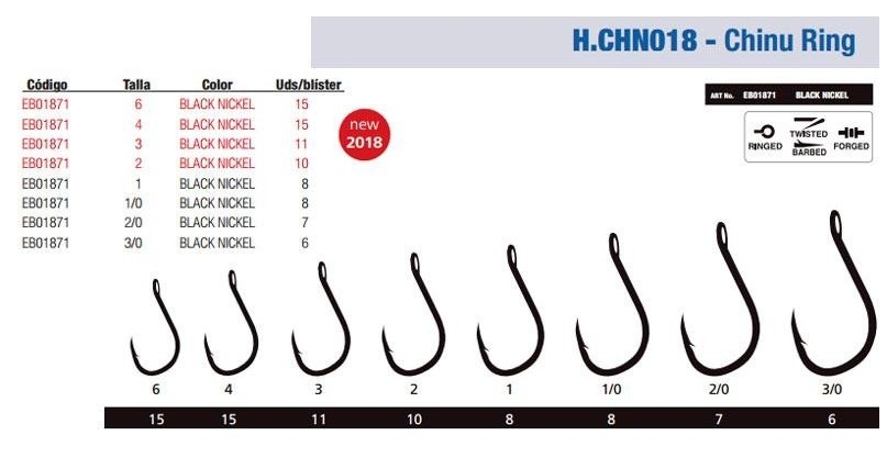 ANZUELO HAYABUSA CHINU RING HCHN018 - 2/0