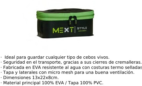 CAJA PORTA CEBOS MEXT- MODELO EVA BAG MICRO MESH SMALL