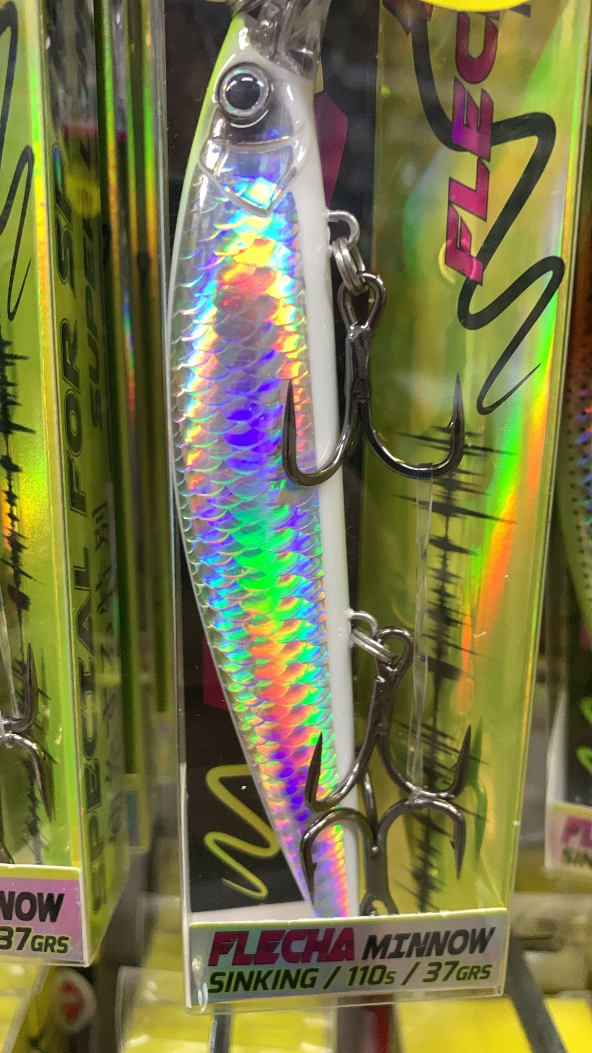 SEÑUELO FLECHA MINNOW SINKING GLOW - 110S-37GRS/ WHITE HOLOGRAPHIC