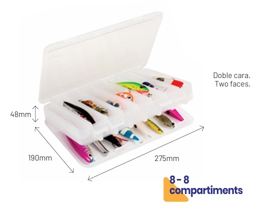 CAJA SEÑUELOS AZ DOBLE CARA 8-8 COMPARTIMENTOS
