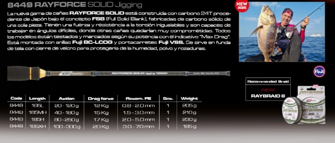 CAÑA CINNETIC RAYFORCE SOLID JIGGING MAX 180G