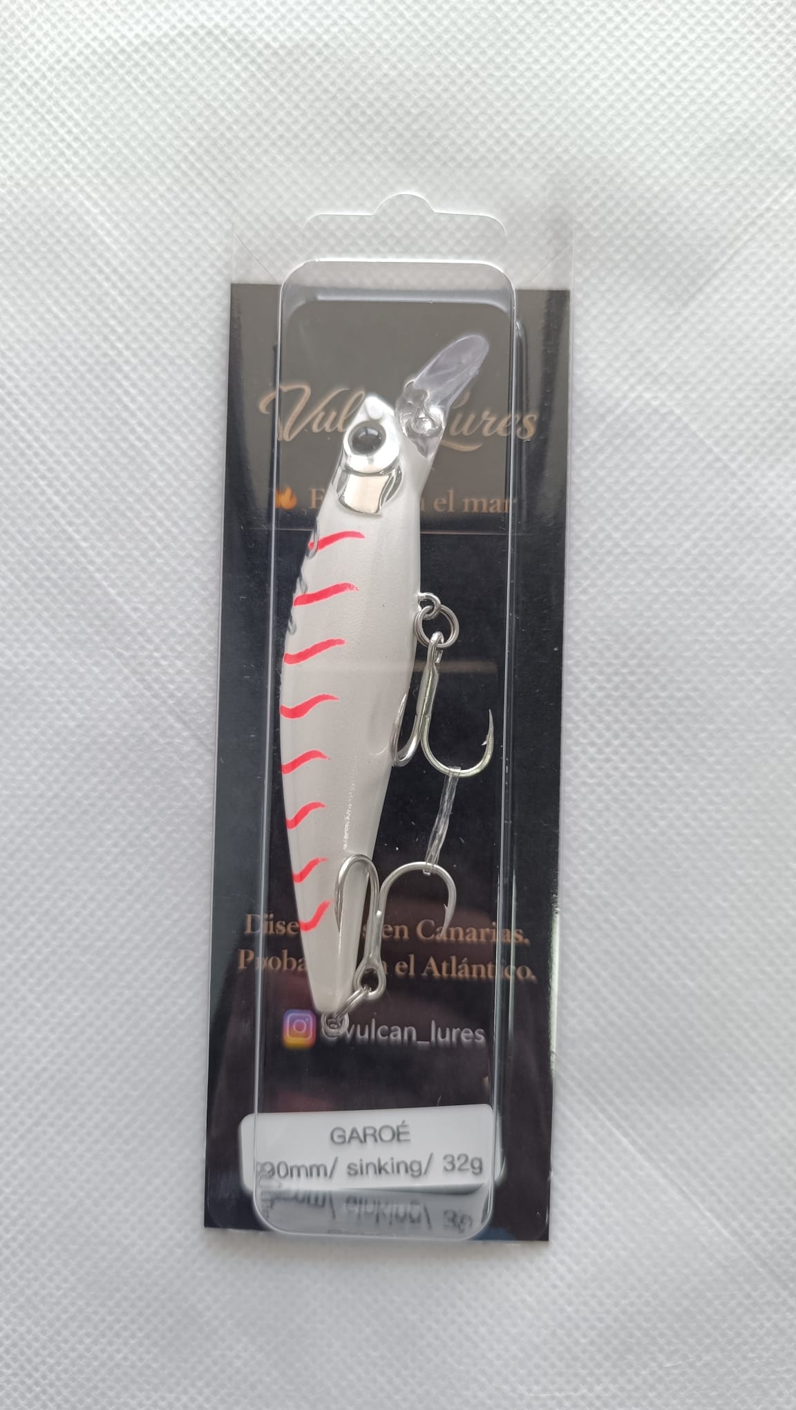 SEÑUELO VULCAN LURES - MODELO GAROÉ TIGRETÓN WHITE 90MM / SINKING / 32G