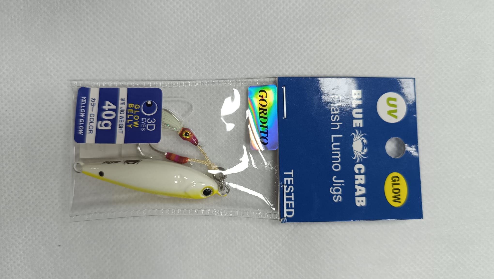 JIG FAST - AZ TRADING - 40 GRS GLOW DOUBLE ASSIST HOOK - COLOR YELLOW GLOW